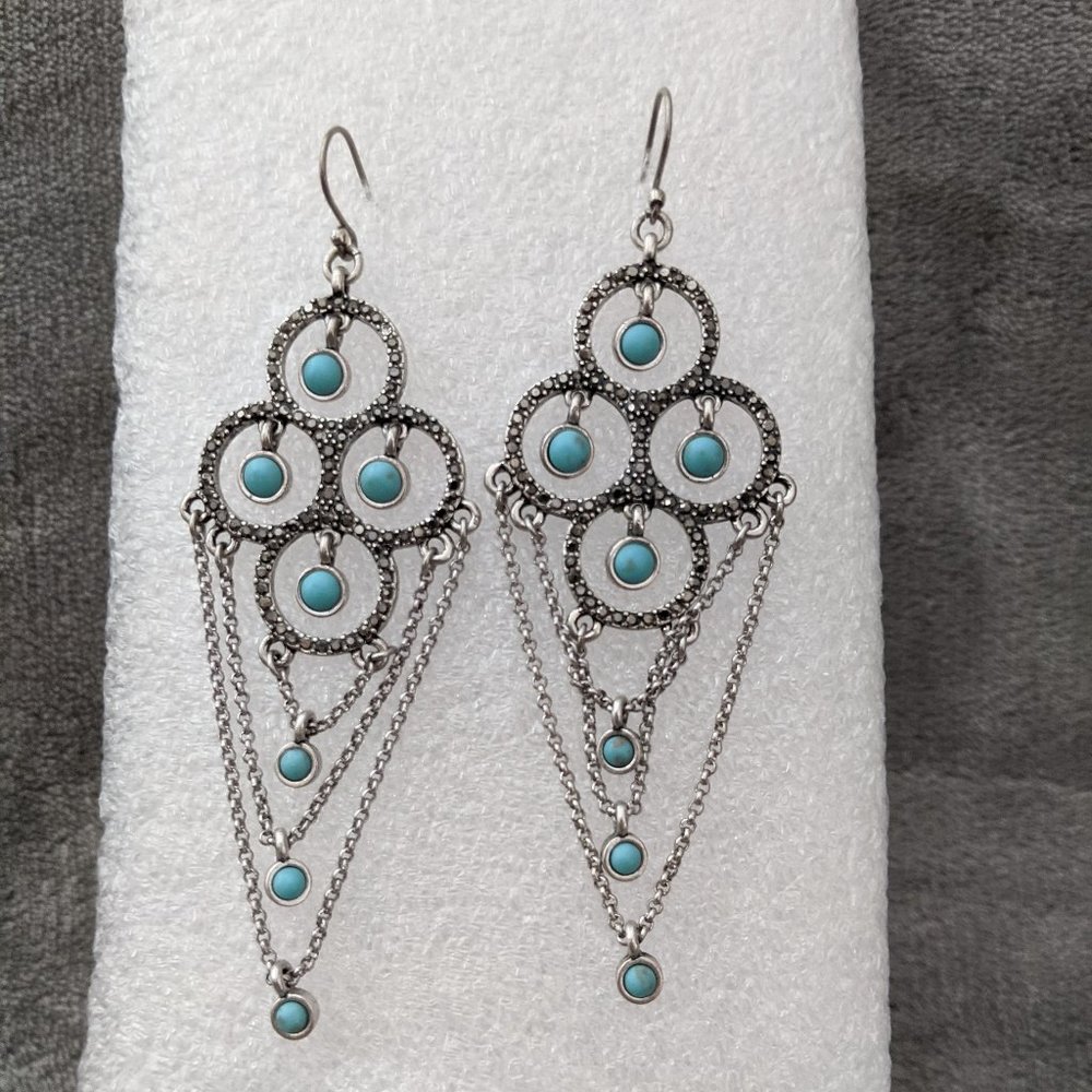 Turquise Silver colored Dangle earrings